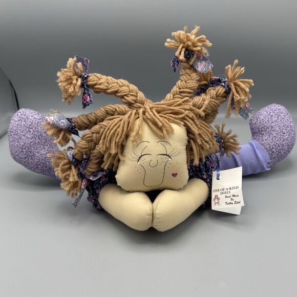 2001 One of a Kind Dolls Hand Made Kathy Eitel Purple Kiss My Grits Fabric Doll - Picture 1 of 11